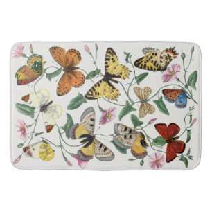Vintage Butterfly & Moth-Malerei Badematte
