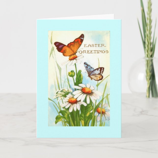 Vintage Butterfly-Ostergrusskarte Feiertagskarte (Vorderseite)