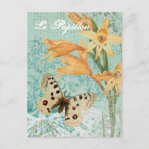Vintage Butterfy und Lippen-Postkarte Postkarte
