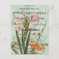 Vintage Butterfy und Lippen-Postkarte