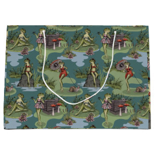 Vintage Button-Up-Girl-Frösche Große Geschenktüte