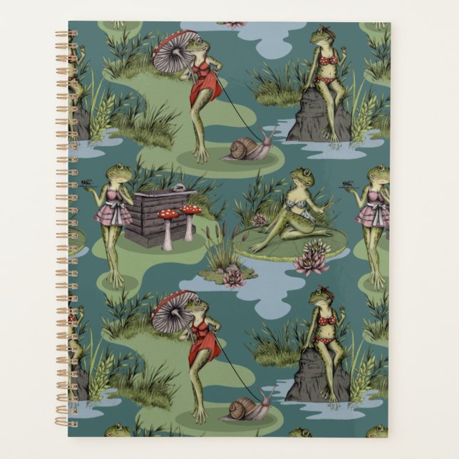 Vintage Button-Up-Girl-Frösche Planer (Vorderseite)
