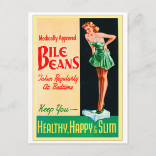 Vintage Button-Up-Girlanwerbung für Bile Boans Postkarte