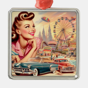 Vintage Button-Up-Illustration Ornament Aus Metall
