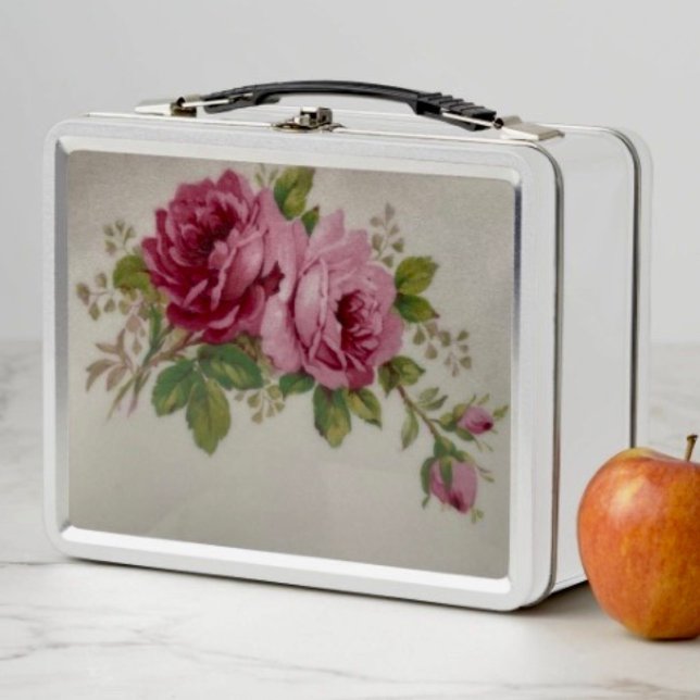 Vintage Cabbage Rose Elegance Metal Lunchbox (Von Creator hochgeladen)