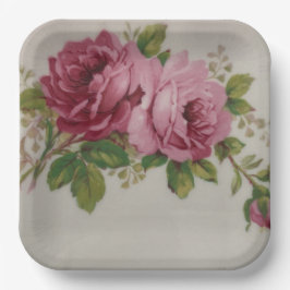 Vintage Cabbage Rose Elegance Papierplatte Pappteller
