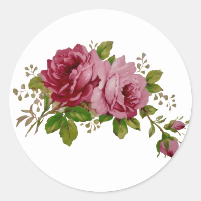 Vintage Cabbage Rose Elegance Sticker (Devant)