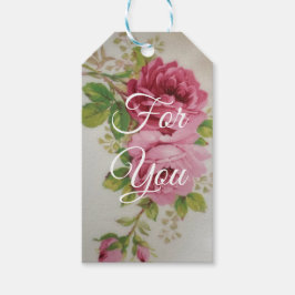 Vintage Cabbage Rose Elegante Geschenkanhänger