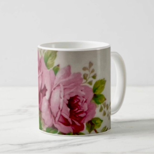 Vintage Cabbage Rose Elegante Kaffeetasse (Von Creator hochgeladen)