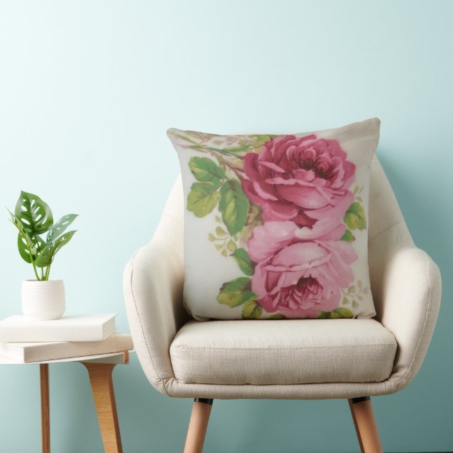 Vintage Cabbage Rose Elegante Kissen (Stuhl )