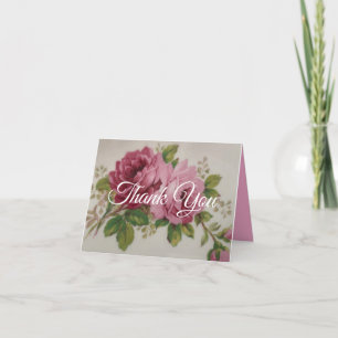 Vintage Cabbage Rose Eleganz  Dankeskarte