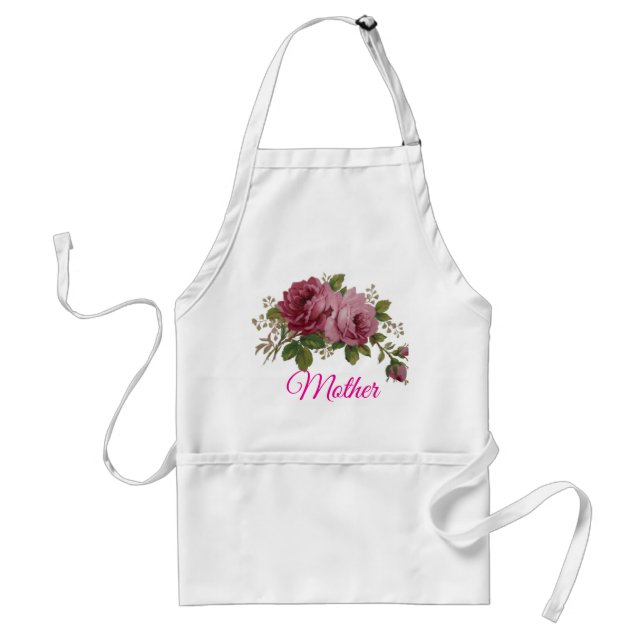 Vintage Cabbage Rose Eleganz  Schürze (Vorne)
