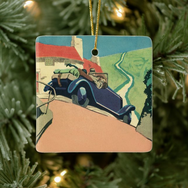 Vintage Cabrio-Straße im Land Keramikornament (Baum)