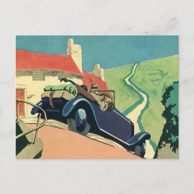 Vintage Cabrio-Straße im Land Postkarte (Vorderseite)