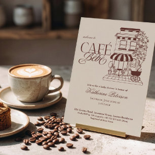 Vintage Café Bébé Französische Babyparty Einladung