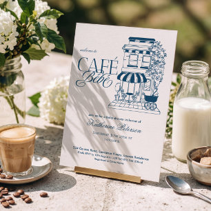 Vintage Café Bébé Französische Babyparty Einladung