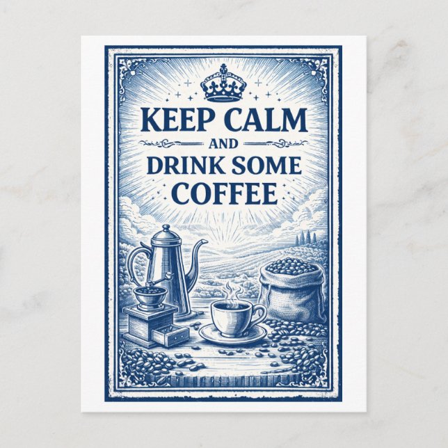 Vintage-Café "Bleib ruhig" Postkarte (Vorderseite)
