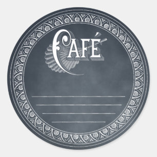 Vintage Café-Tafel gezeichneter Rezept-Aufkleber Runder Aufkleber