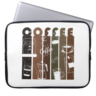 Vintage-Café-Typografie-Illustration Handgezeichne Laptopschutzhülle