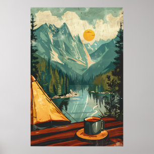 Vintage-Café- und Campingposter Poster