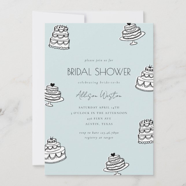 Vintage Cake Bridal Shower Invitation Einladung (Vorderseite)