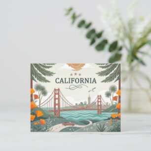 Vintage California Golden Gate Bridge Feiertagspostkarte