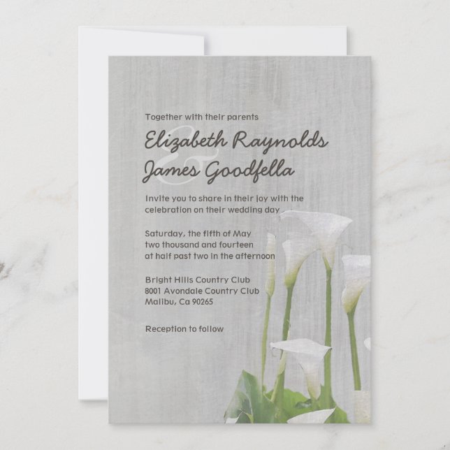 Vintage Calla Lilien Hochzeitsaufenthalte Einladung (Vorderseite)