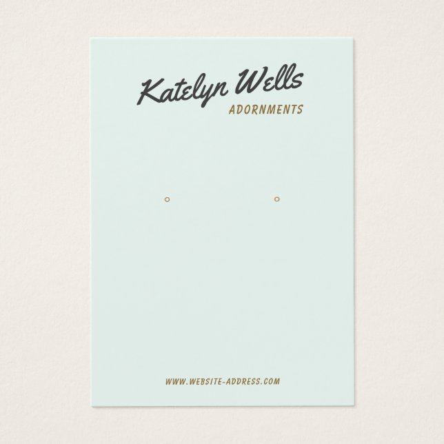 Vintage Calligrafie-Earring-Display-Karte (Vorderseite)