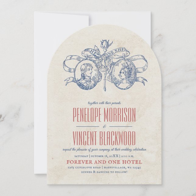 Vintage Cameo Love Wedding Invitation Einladung (Vorderseite)