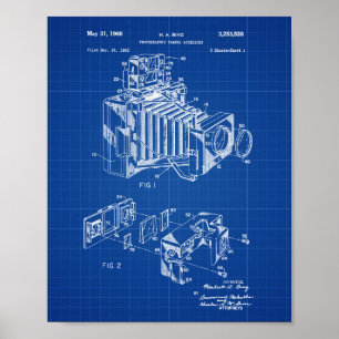 Vintage Camera Patent Poster Blueprint Background