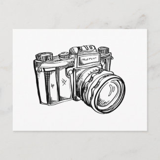 Vintage Camera Postcard - Schwarzweiß Postkarte