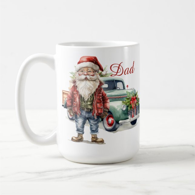 Vintage Camion Père Noël Festive Mug (Gauche)