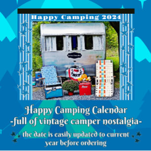Vintage-Camper Happy Camping 2024 Kalender