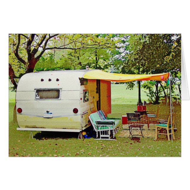 Vintage Camper-Rentenkarte (Vorderseite (Horizontal))