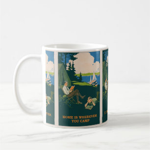 Vintage-Camping-Abenteuer: Erkunden Sie die freie  Kaffeetasse