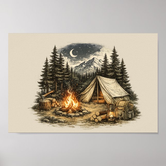 Vintage-Camping-Abenteuer Poster (Vorne)