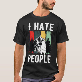 Vintage-Camping-Kostüm des Bären sagt Ich hasse Me T-Shirt