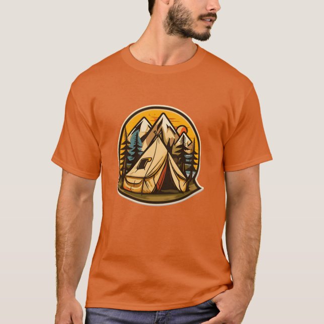 vintage camping tent vector boy T-Shirt (Vorderseite)