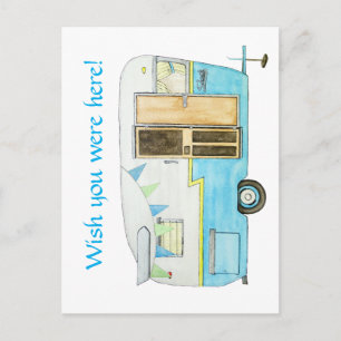 Vintage-Camping-Wohnwagen-Postkarte Postkarte