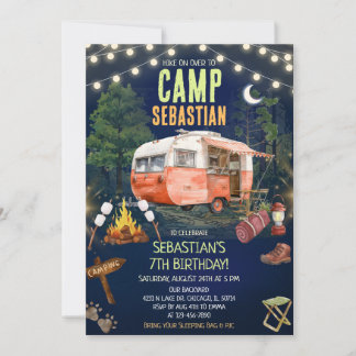 Vintage-Campinganhänger-Geburtstagsfeier Einladung
