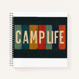 Vintage-Campingleben-Typografie Notizbuch
