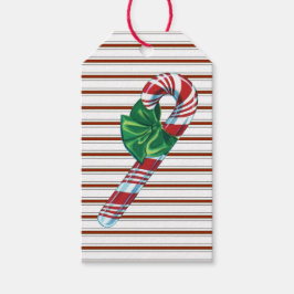 Vintage Candy Cane mit grünem BowGift-Tag Geschenkanhänger