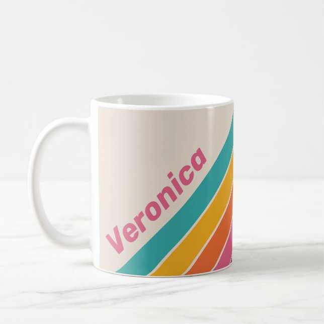 Vintage Candy Rainbow Stripes with Name Kaffeetasse (Links)