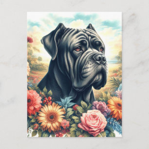 Vintage Cane Corso Dog Malerei Postkarte