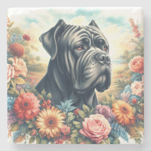 Vintage Cane Corso Dog Malerei Steinuntersetzer