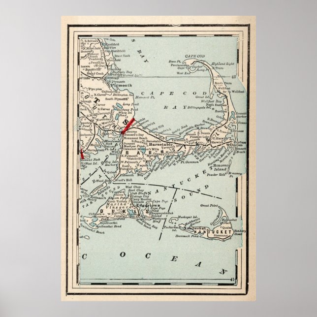 Vintage Cape Cod Map (1893) Poster (Vorne)
