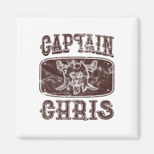 Vintage Captain Chris Personalisierter Pirat-Ponto Magnet