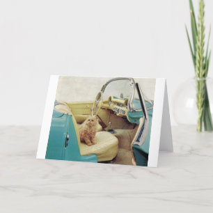 Vintage Car Ad With Cat Note Card Karte
