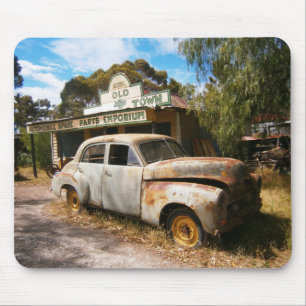 Vintage Car and Garage, Mousepad