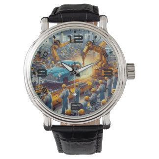 Vintage Car Assembly Line Watch Armbanduhr